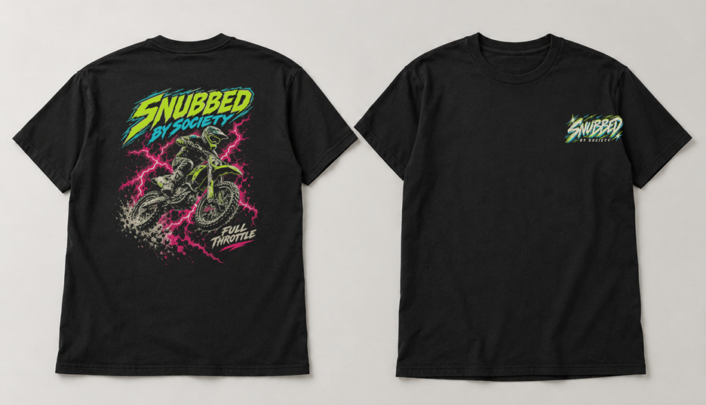 Snubbed by Society Full Throttle Tee — Lime / Cyan / Pink